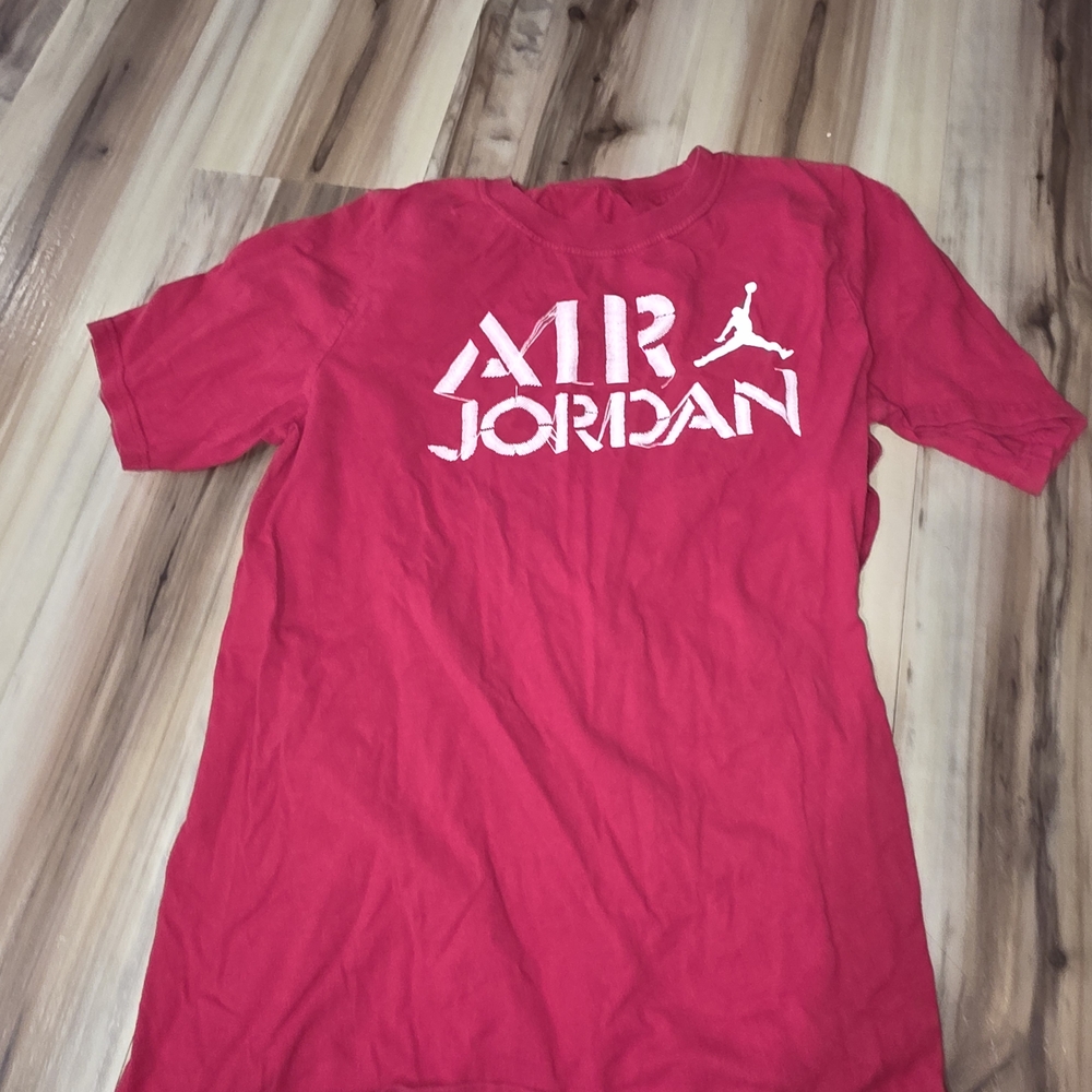 Jordan Red and White Kids Short Sleeve Tee